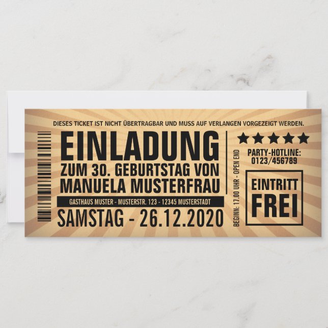 Invitations 30th Birthday - Ticket (Front)