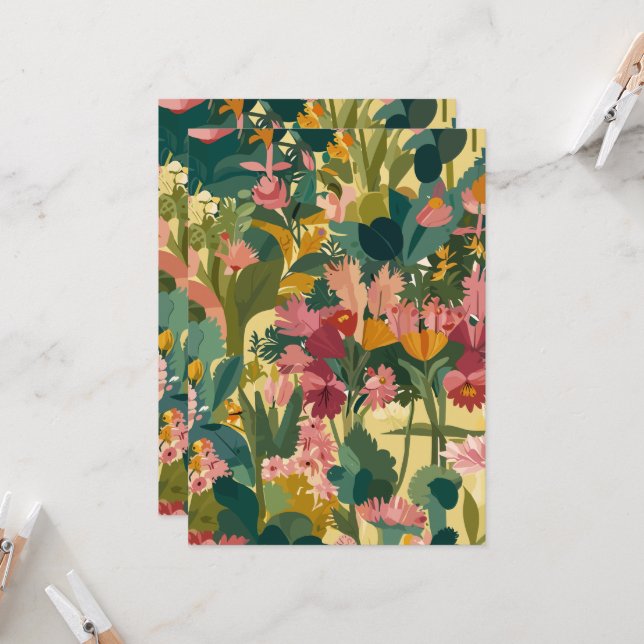 Invitations Bloomy Gargen pattern (Front/Back In Situ)