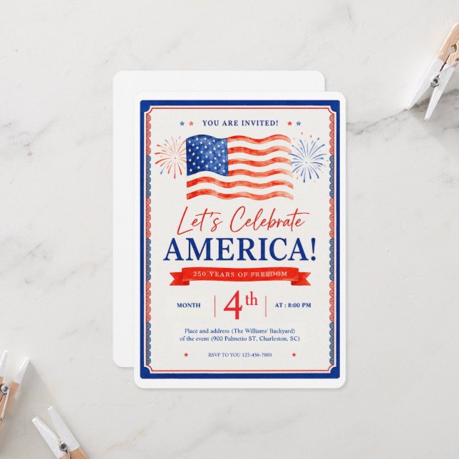 invitations celebrating America's 250th (Front/Back In Situ)
