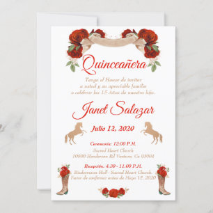 Invitations Charro Quinceañera Charra Red