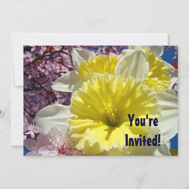 Invitations Custom Yellow Daffodil Flowers Spring (Front)