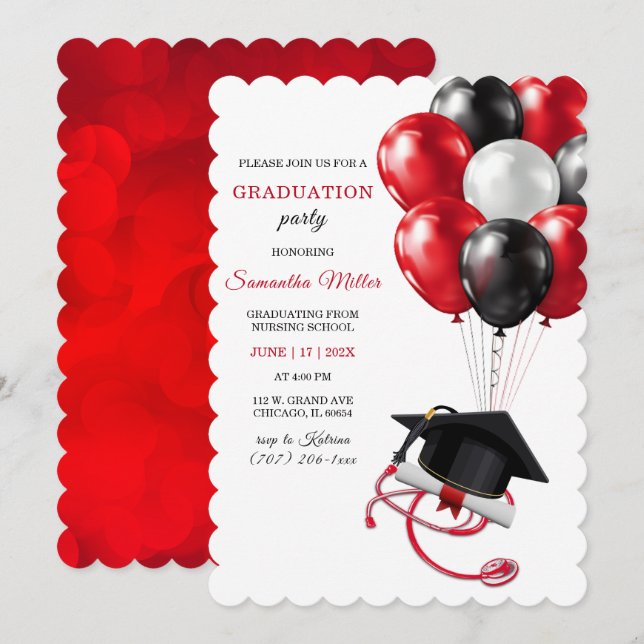 Invitations for Nursing Graduation Party (Front/Back)
