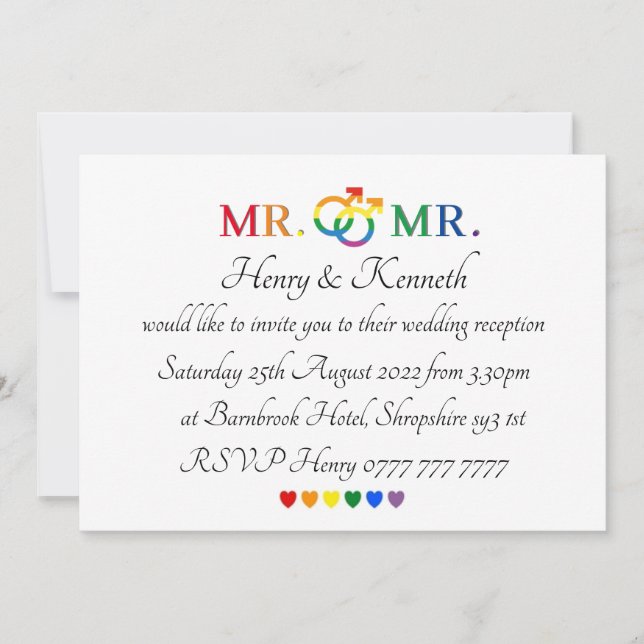  Invitations - Mr & Mr Wedding Invite (Front)