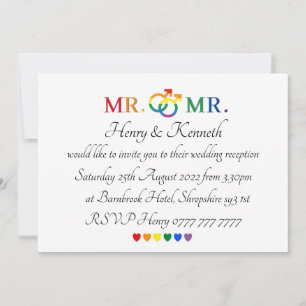  Invitations - Mr & Mr Wedding Invite