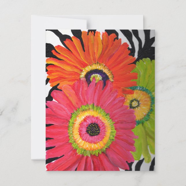 Invitations with Bright & Colourful Gerbera Daisie (Front)