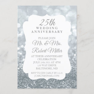 Invite - 25th Wedding Anniversary Sparkling Silver