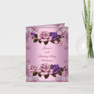 Invite 30th Birthday Party Pink Purple Rose
