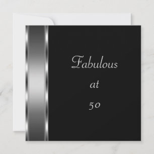 Invite Birthday Party Black Silver Fabulous 50th
