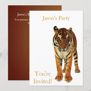 Invite Birthday Party Tiger On White