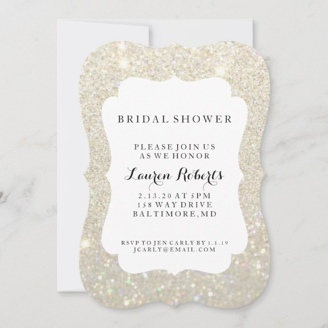 Invite - Bridal Shower Day Fab - White Gold (Front)