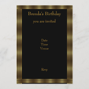 Invite Elegant Gold & Black Stripes
