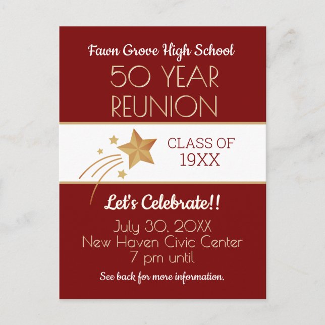 Invite 'Em! 50th Class Reunion Postcard (Front)