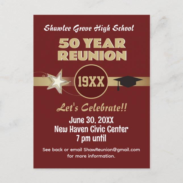 Invite 'Em! Any year Class Reunion Postcard (Front)