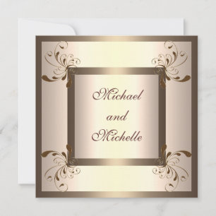 Invite Engagement Glamour Cream Gold Floral