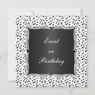 Invite Event White Black Spots with Silver Trim
