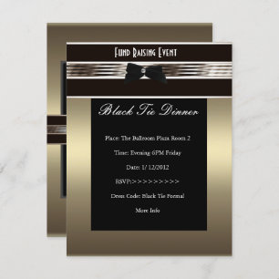 Invite Fundraiser Formal Black Tie Bronze Pewter