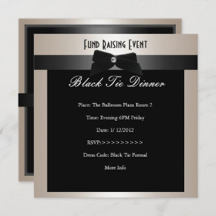Invite Fundraiser Formal Black Tie Champagne