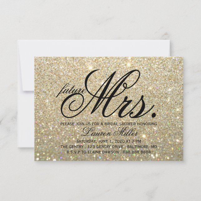 Invite - Gold Glit Fab future Mrs. Bridal Shower (Front)