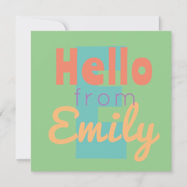 invite hello from template funky Flat Card (Front)