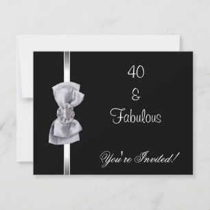 Invite Party Silver Bow Fabulous 40th Black