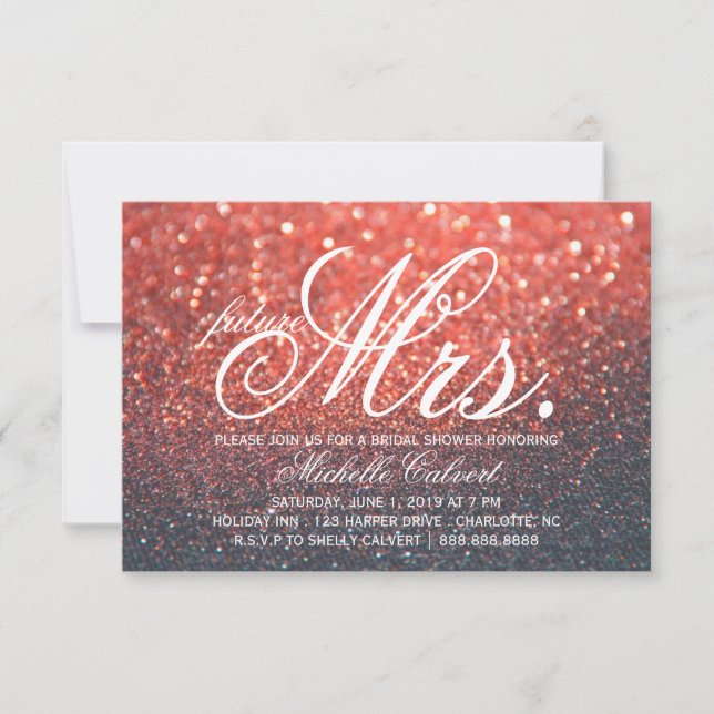 Invite - Red Lit Nite Bridal Shower future Mrs. (Front)