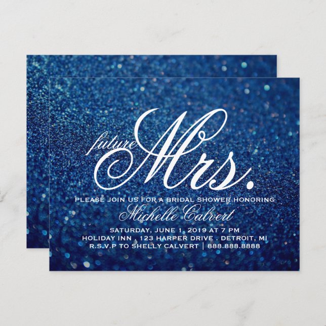 Invite - Royal Blue Bridal Shower future Mrs. 2 (Front/Back)