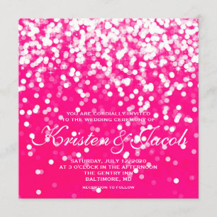 Invite - Sparkling Wedding Hot Pink