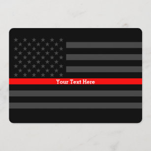 Invite Thin Red Line Personalised Black US Flag
