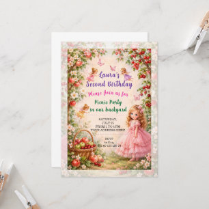 Invite to girl birthday. Picnic party.