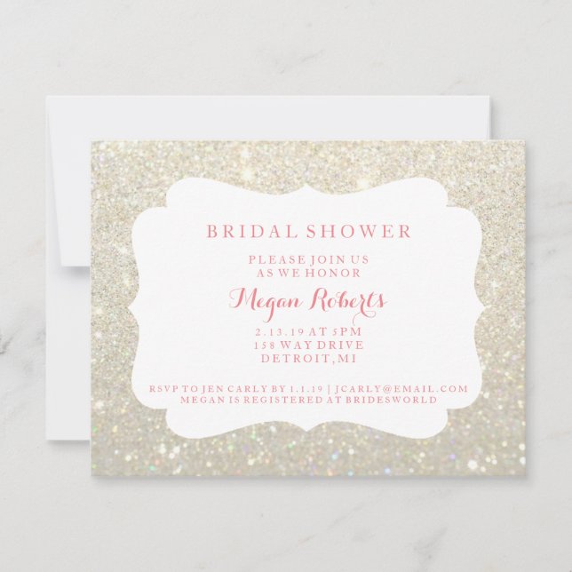 Invite - White Gold Glit Fab Bridal Shower Day P (Front)