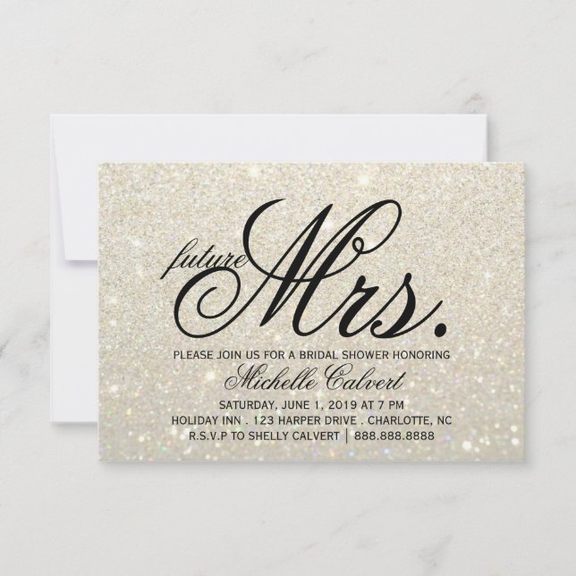 Invite - White Gold Glit Fab future Mrs. (Front)