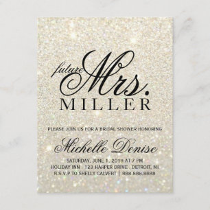 Invite - White Gold Glitter Fab future Mrs. Bridal