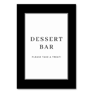 Inviting Black and White Typographic Dessert Bar S Table Number