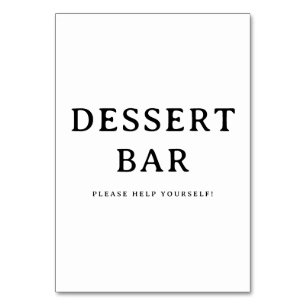 Inviting Black Minimalist Dessert Bar Sign Table Number