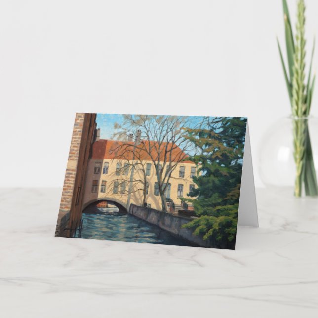 Inviting Bruges Canel Impressionistic Oil Painting Thank You Card (Front)