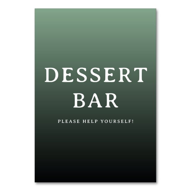 Inviting Green Gradient Dessert Bar Sign Table Number (Front)