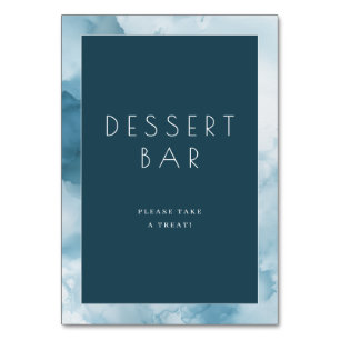 Inviting Navy Blue Dessert Bar Sign Table Number