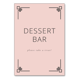 Inviting Pink Minimalist Dessert Bar Sign Table Number