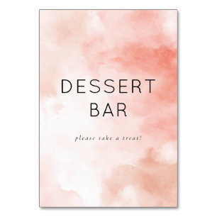 Inviting Pink Watercolor Dessert Bar Sign Table Number