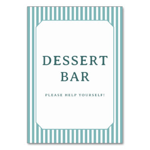 Inviting Teal Minimalist Dessert Bar Sign Table Number
