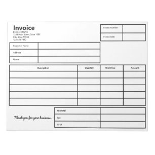 Invoice Black and White Simple Business Template Notepad