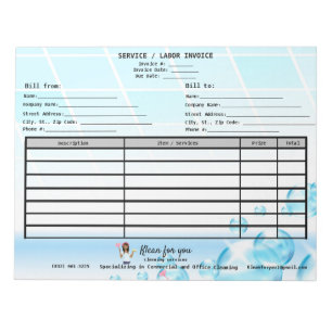 Invoice Bubbles Cleaning Business Notepad