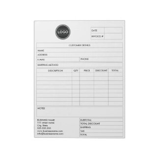 Invoice Business Sales Form Receipt, Add Logo Notepad