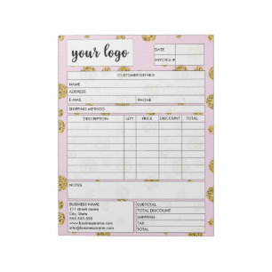 Invoice Business Sales Form Receipt, Add Logo Notepad