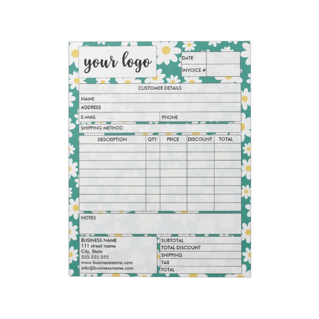 Invoice Business Sales Form Receipt, Add Logo Notepad (Rotated)