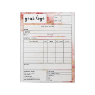 Invoice Business Sales Form Receipt, Add Logo Notepad