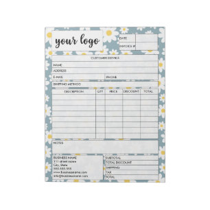 Invoice Business Sales Form Receipt, Add Logo Notepad