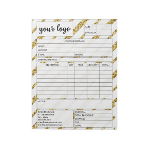 Invoice Business Sales Form Receipt, Add Logo Notepad