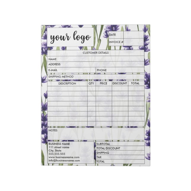 Invoice Business Sales Form Receipt, Add Logo Notepad (Rotated)