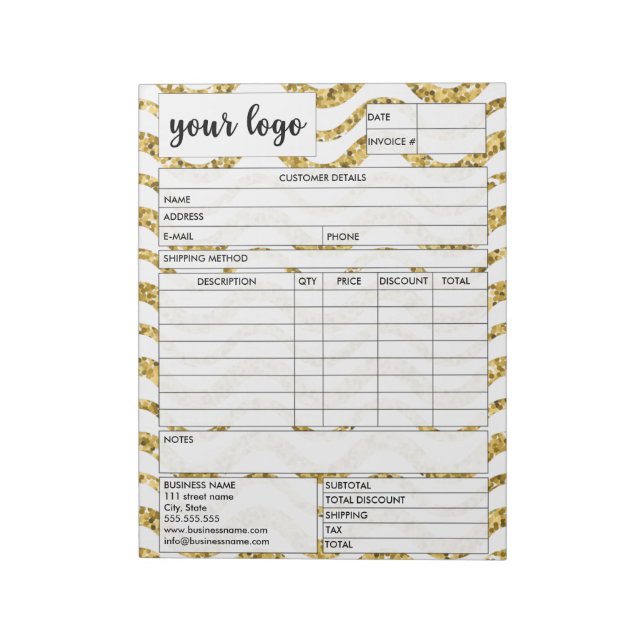 Invoice Business Sales Form Receipt, Add Logo Notepad (Rotated)